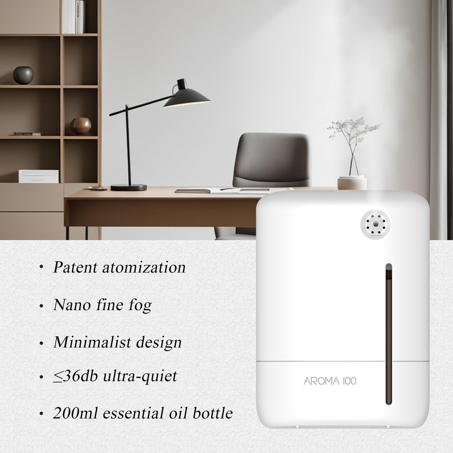 Smart Scent Air Machine for Home，Hotel, Spa, Office - Waterless Cold Air Diffusion Technology,+Spice Luxury Essential Oils （110ML White Tea）Selected Set,,Professional Atomizing Cover Up to 1500 Sq.Ft.